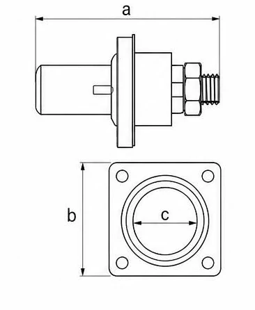 Dimension drawing — 400 A single-pole panel plugs — YKPP (IP67)